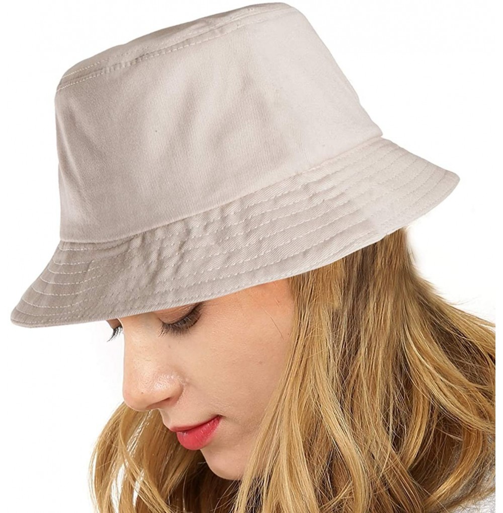 Bucket Hats Womens Bucket Hat Fishing Hat - Black Cotton Bucket Hats for Women Sun Hat Cap - Beige - CB18NQTM9RC