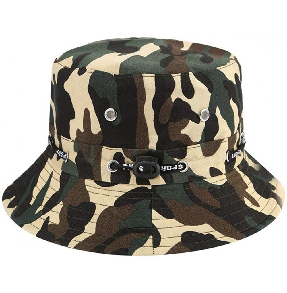 Bucket Hats Eyelets Bucket Hat Packable Strap Outdoor Sun Protection Hat - Camo2 - C718XHUIRQC