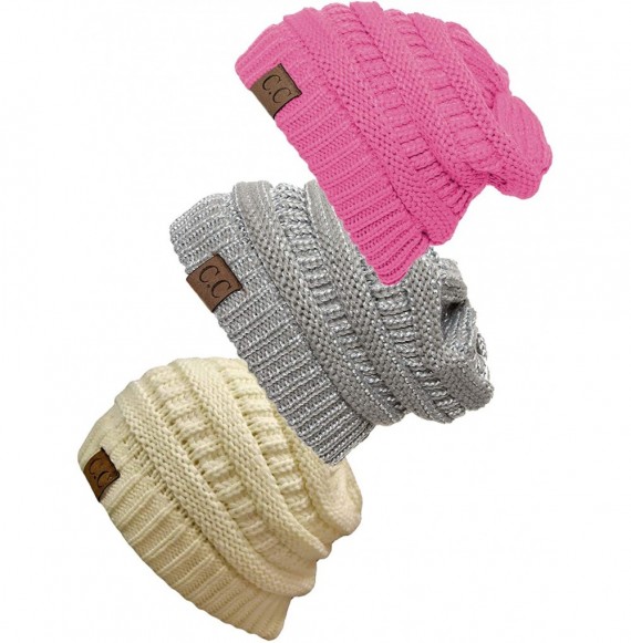 Skullies & Beanies Women's 3-Pack Knit Beanie Cap Hat - CO18LQHL6ZC