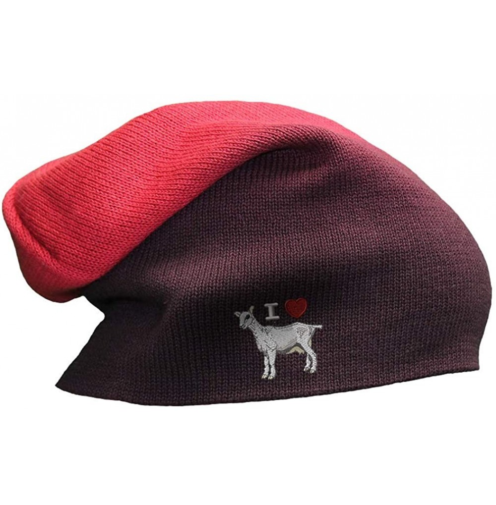 Skullies & Beanies Slouchy Beanie for Men & Women I Love Heart Goats Embroidery Skull Cap Hats - Red - CR12ESMTJT5