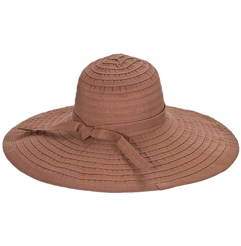 Sun Hats Ribbon Crusher Travel Hat 5 inch Brim - HS358 - Brown - CM112UAF8A5