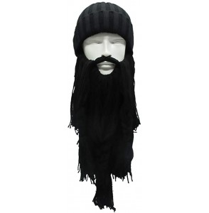 Skullies & Beanies Viking Beard Hat Barbarian Beanie Funny Ski Hat Creative Long Ceard Wool Facemask for Men Kint Caps Cospla...