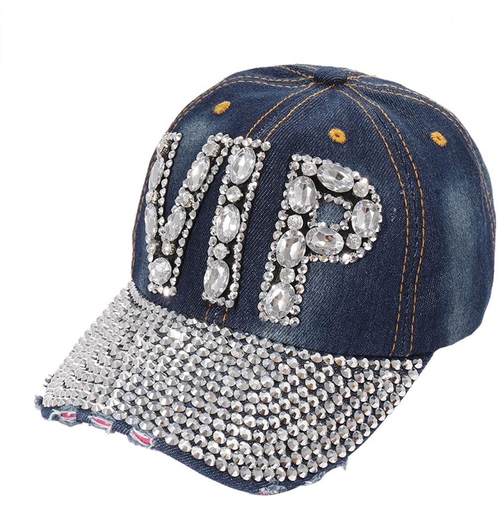 Baseball Caps Baseball Cap for Women Man Bling VIP USA Studded Crystal Adjustable Plain Cap Hat - Vip - CU18ATWROKX
