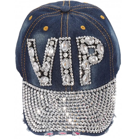 Baseball Caps Baseball Cap for Women Man Bling VIP USA Studded Crystal Adjustable Plain Cap Hat - Vip - CU18ATWROKX