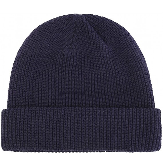 Skullies & Beanies Man's or Woman's Winter Warm Knitting Hats Unisex Beanie Cap Daily Beanie Hat - Navy Blue - CZ1884RWTKG