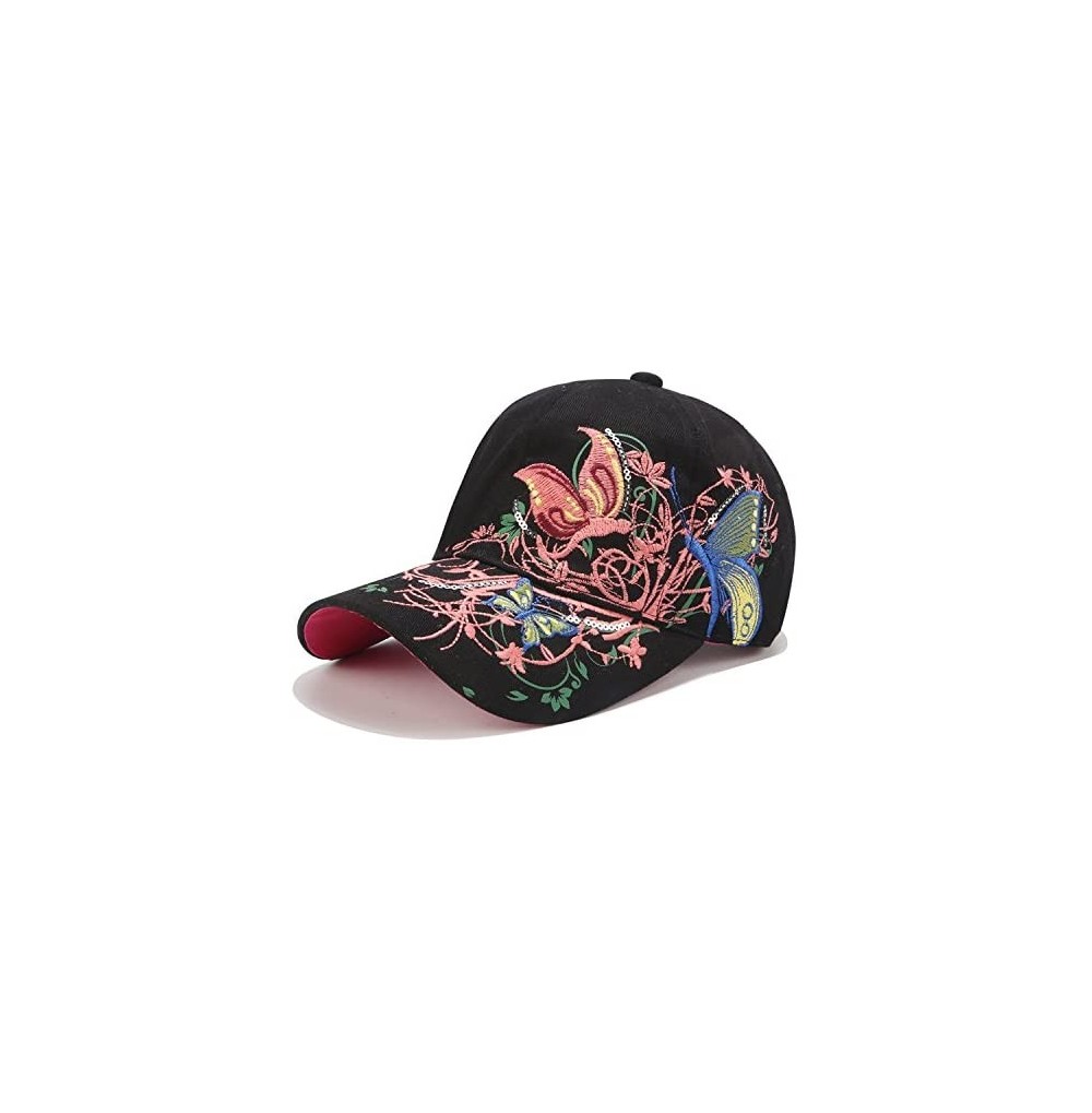 Baseball Caps Women Baseball Caps- Adjustable Breathable Embroidered Sun Hat for Sport Golf Mesh Sunbonnet Outdoor - Black - ...