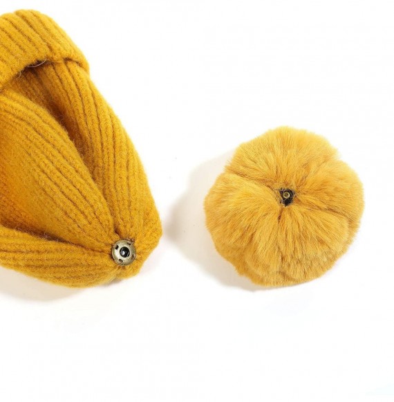 Skullies & Beanies Winter Beanie Knit Hat with Faux Fur Pom Pom Slouchy Soft Warm Stretch Cable Ski Cap for Women - C218XQD4Q5O