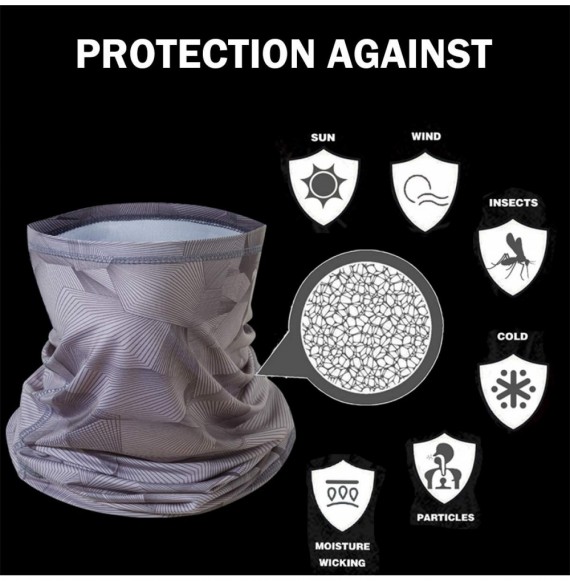 Balaclavas Face Mask Bandanas- UV Protection Neck Gaiter Face Scarf Face Mask 12+ Ways to Wears - Gray - CO18Q36RT6C