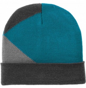 Skullies & Beanies Men Women Adult Pull On Modern Colorblock Winter Sports Beanie Hat Cap - Blue Wake/Graphite/Silver - C512N...