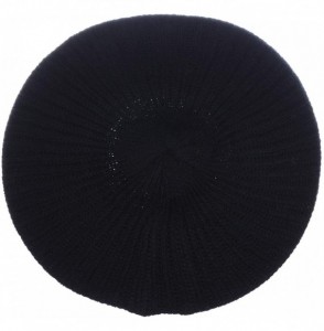 Berets Ladies Winter Solid Chic Slouchy Ribbed Crochet Knit Beret Beanie Hat W/WO Flower Adornment - CL18X6S4RCS