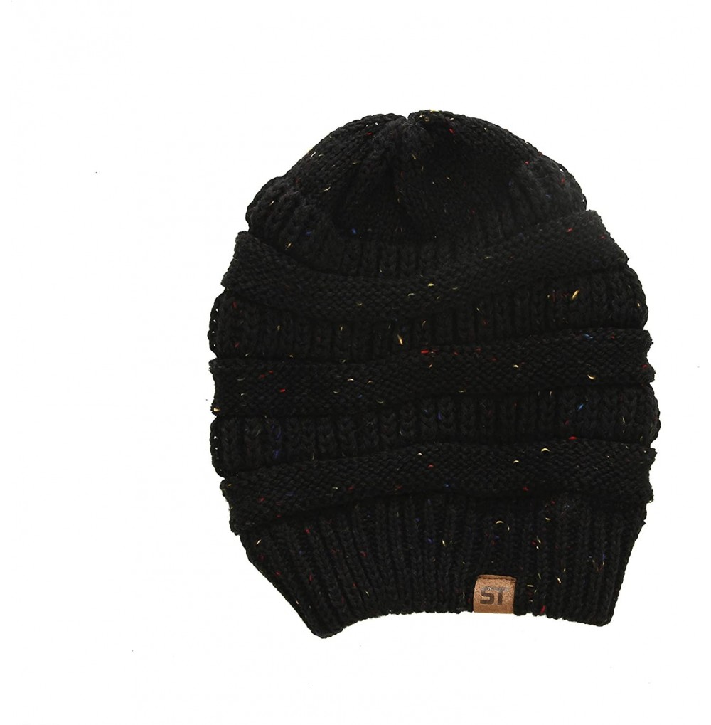 Skullies & Beanies Womens Cable Knit Beanie Hats Winter Warm Hat - Black Confetti - C418EN5LCQZ