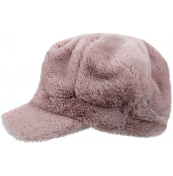 Newsboy Caps Faux Fur Cabbie Newsboy Hat - Light Pink - CN18IOS6MW9