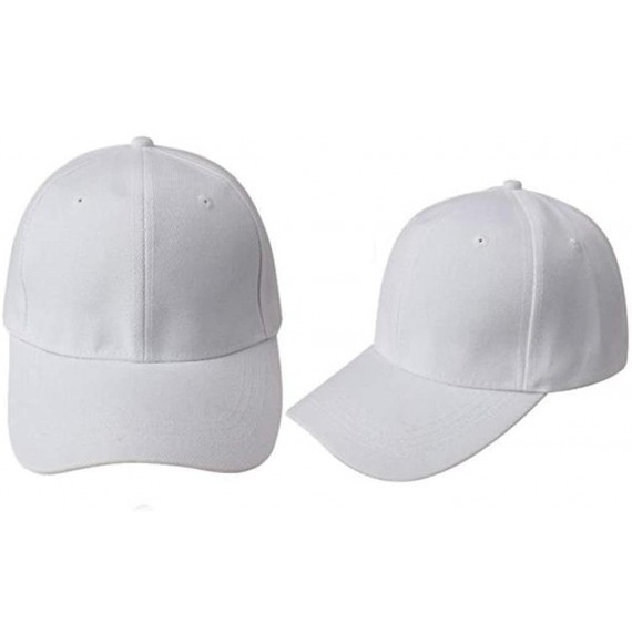 Baseball Caps Blank Hat Solid Color Adjustable Baseball Hat - White - C412F67GG5L