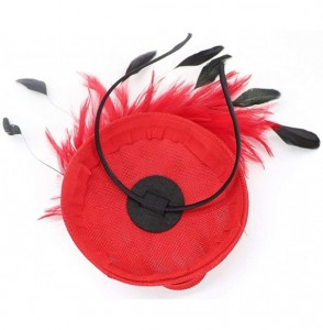 Berets Womens Fascinator Hat Sinamay Pillbox Flower Feather Tea Party Derby Wedding Headwear - Z Red - CM195MZ2Q2Q