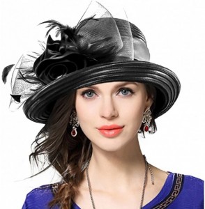 Sun Hats Womens Tea Party Church Baptism Kentucky Derby Dressy Hat - Black - CZ17XQ8MLOO