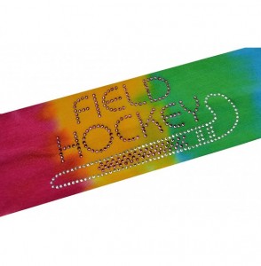 Headbands Field Hockey Rhinestone Stretch Headband for Girls- Teens and Adults - Rainbow Tie Dye - CU11QC7QUN3