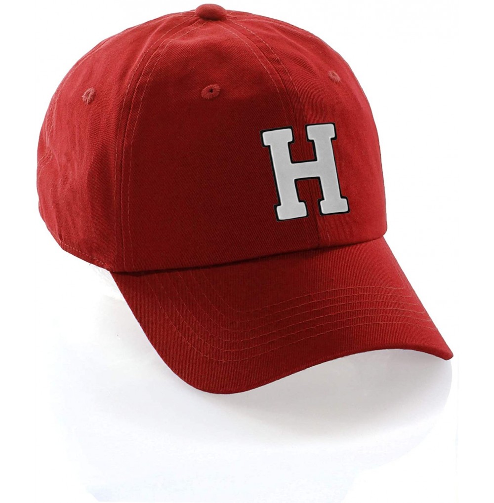 Baseball Caps Customized Letter Intial Baseball Hat A to Z Team Colors- Red Cap Black White - Letter H - CP18NMYW8RI