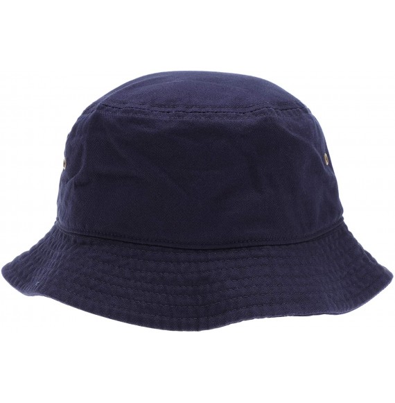 Bucket Hats Summer 100% Cotton Stone Washed Packable Outdoor Activities Fishing Bucket Hat. - Navy - C5195U5RLCM
