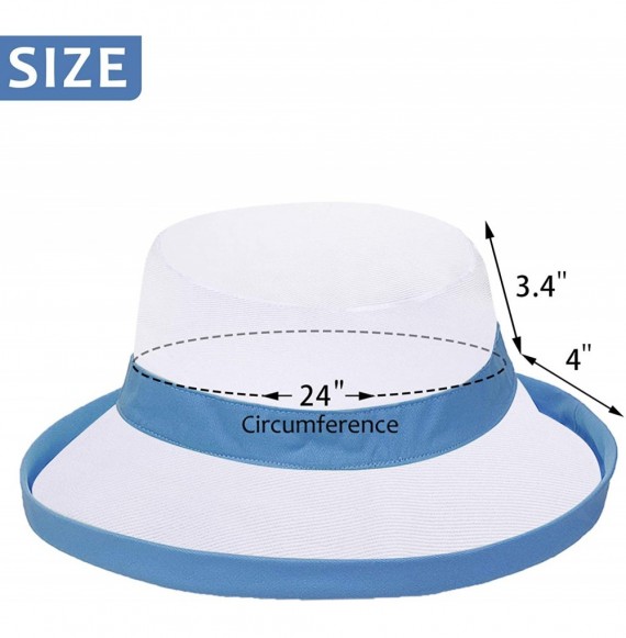 Sun Hats Womens Bucket Hat UV Sun Protection Lightweight Packable Summer Travel Beach Cap - Blue/White - CK18QEXD8IC