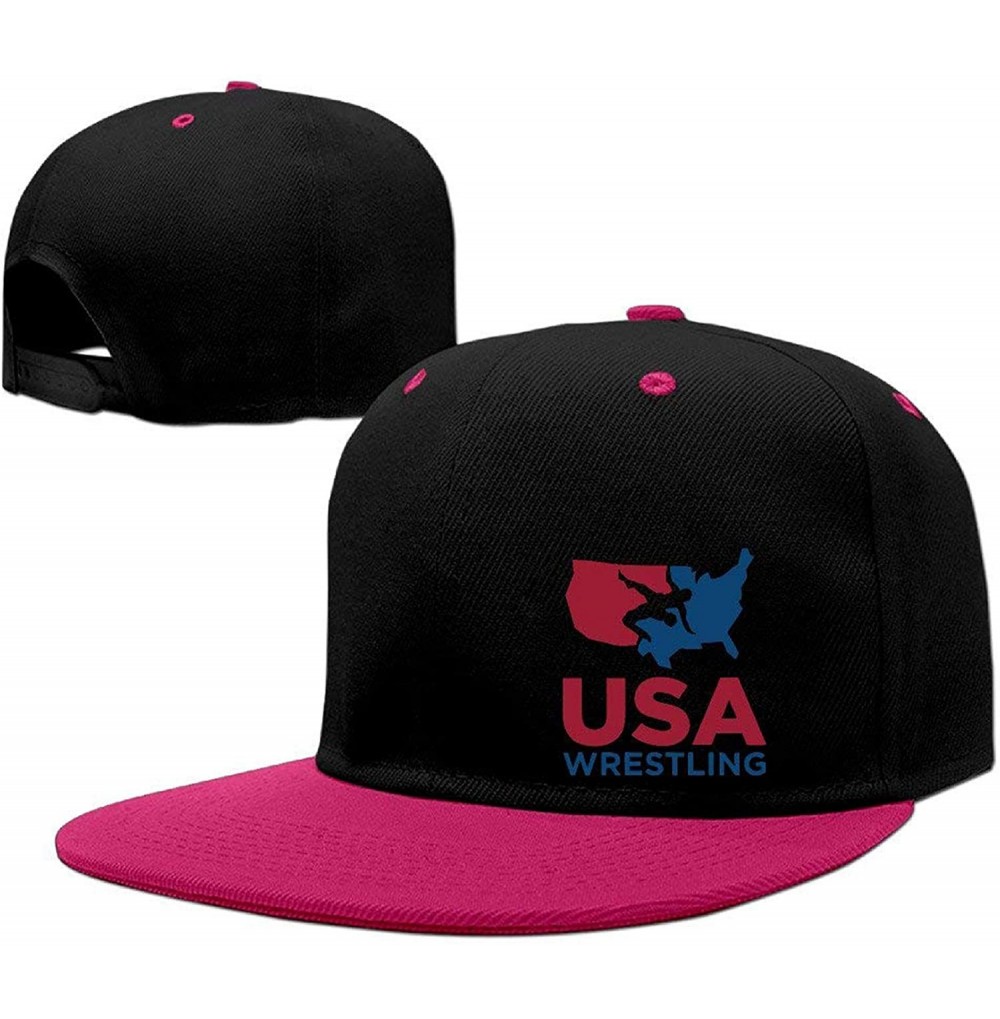 Baseball Caps Unisex USA Wrestling Flat Baseball hat - Hip Hop Pink - CU18I5E0K44