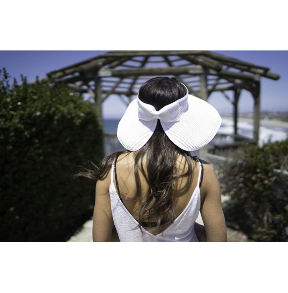 Sun Hats Women Mens UPF 50+ Wide Brim Starw Sun Hat Roll Up Panama Fedora Beach Hat - White - C218E30WX4N