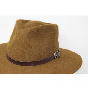 Fedoras Premium Alpaca Lewis - Wide Brim Fedora Hat - Alpaca Wool Felt - Water Resistant - Leather Band - Brown - CF18T8G446T