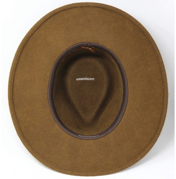 Fedoras Premium Alpaca Lewis - Wide Brim Fedora Hat - Alpaca Wool Felt - Water Resistant - Leather Band - Brown - CF18T8G446T
