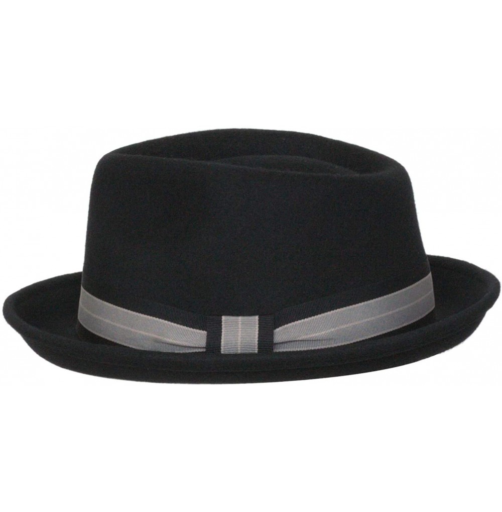 Fedoras 'Tony' 100% Wool Fashion Teardrop Fedora Trilby Hat - Black - CG18TIKY9R7